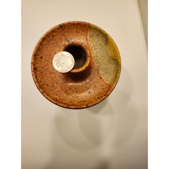 Handmade Ceramic Candle Holder Pottery Signed Artisan Rustic Design Vintage - Picture 12 of 14